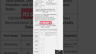 UKSSSC Draftsman and Other Post Online Form 2024 [upl. by Nnadroj]