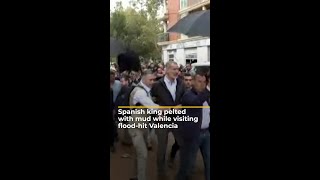 Spanish king pelted with mud while visiting floodhit Valencia  AJ shorts [upl. by Allcot]