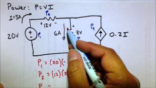 Circuit Power Dissipated amp Supplied Analysis Practice Problem Electrical Engineering Basics Review [upl. by Calle]