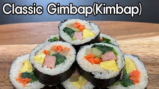 How to make KOREAN FOODClassic GimbapKimbap 한식 만들기기본김밥 [upl. by Atwekk517]