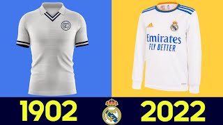 A evolução dos uniformes do Real Madrid  Todas as camisas de futebol do Real Madrid na história [upl. by Reyam840]