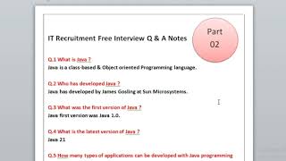 Part 02  IT Recruitment interview questions and Answers free notes  IT Recruiter Notes [upl. by Pasadis]