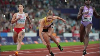 Gina Lueckenkemper defeated Mujinga Kambundji 1099s🔥I Womens 100m Final Munich 2022 [upl. by Naujuj]