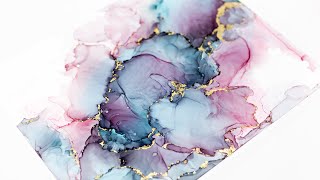 Whispy Alcohol Ink effect and gilding flakes [upl. by Esdnyl834]