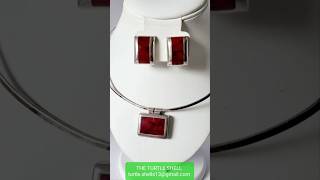 THE TURTLE SHELL Mexico 925 Sterling Silver Red Jasper Pendant Torque Choker Earrings Set FOR SALE [upl. by Constancy]