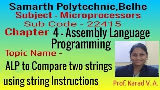 Chapter 4  ALP to Compare two strings using string Instructions [upl. by Oiceladni298]