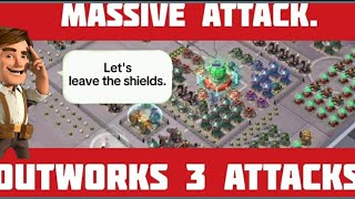 BOOM BEACH OUTWORKS IN 3 ATTACKS WITHOUT REMOVING THE SHIELDS DURING OPERATION MASSIVE ATTACK [upl. by Haliled]