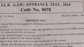 LLB  LAW  ENTRANCE TEST ANSWER KEY 2024 🧾🗒️ HPU ENTRANCE TEST [upl. by Eade]