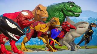 ALL SuperHero Dinosaurs Battle in Jurassic World Dinosaur Pro 8 SuperHero Team [upl. by Meredith]