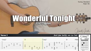 Wonderful Tonight  Eric Clapton  Fingerstyle Guitar  TAB  Chords  Lyrics [upl. by Hashim997]