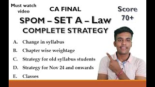 SPOMLaw  CA Final Strategy  Easily score 70 Marks  SETA CA FINAL [upl. by Ahsiekyt]