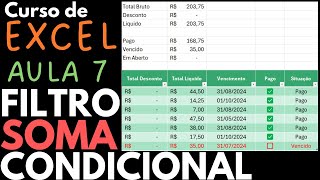 Como fazer soma no Excel com filtro soma condicional  Excel para Iniciantes no Excel Aula 07 [upl. by Samy]