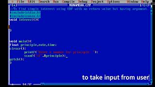 simple interest using function in C language coding spu programming c collage windows11 [upl. by Nosak]