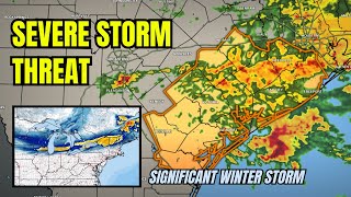 Blizzard in Maine severe weather threat in Texas [upl. by Nahtnoj]