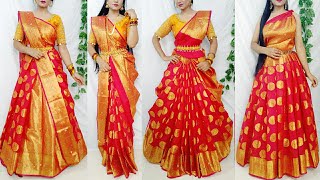 Banarasi Silk Saree Draping in 5 StylesSaree Wearing Styles to look elegantSilk saree draping idea [upl. by Durrell]