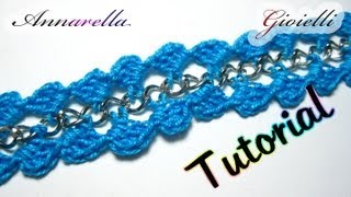 Tutorial Bracciale Uncinetto con Catena  Crochet bracelet with chain [upl. by Adhamh]