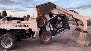 SATISFYING Skid Steer Skills  loading without ramps [upl. by Atnauq184]