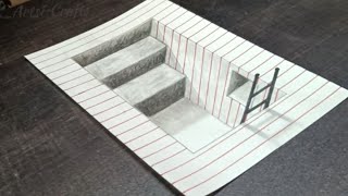 How to draw 3d stairs 3d illusion drawing easy [upl. by Phillips239]