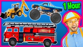 Videos for Kids 1 Hour Compilation  Fire Trucks  Monster Trucks  Backhoe  Blippi [upl. by Derby]