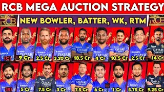 RCB MEGA AUCTION STRATEGY  IPL 2025 NEW BOWLER  BATTER amp RTM PICKS REVEALED 🔥🤯 [upl. by Nothgiel179]