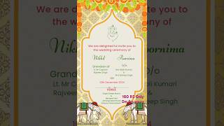 Dm for yours wedding indianwedding ecard einvitation weddingphotography weddingcard [upl. by Macknair]