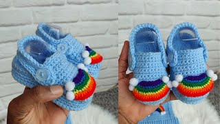 Crochet Unisex Baby Crocs Sandal Crochet Unisex Baby Crocs Booties 012months Beginners friendly [upl. by Zeeba]