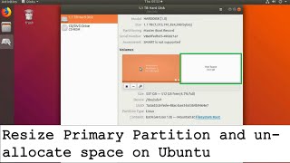 Resize Primary Partition and unallocate space on Ubuntu  Part 1 [upl. by Drannel]