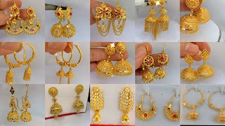 Gold earrings designs new model 2023  Gold Earrings designs  Glorious Jewelry [upl. by Elleivad464]