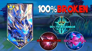 GLOBAL ZHASK 100 BROKEN MAGIC DAMAGE BUILD AND EMBLEM🔥ZHASK BEST 1 HIT BUILD 2024must try [upl. by Tarrant]