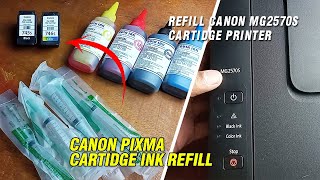 How To Refill Canon MG2570s Cartidge Printer  Canon Pixma Cartidge Ink Refill [upl. by Layor]