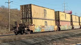 NS 4093 leads a trash train in Wyomissing PA M6T [upl. by Alorac]