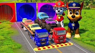 TRANSPORTING PIXAR CARS amp FRUITS WITH COLORED amp JOHN DEERE vs CLAAS vs TRACTORS  BeamNGdrive 962 [upl. by Malonis]