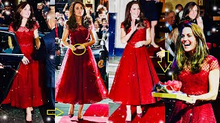 Catherine Radiant In Dazzling Red Marchesa Notte Dress As She Got Surpised Gift [upl. by Navlys]