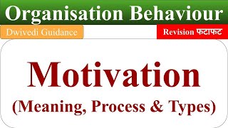 motivation meaning types of motivation process of motivation organisational behaviour motivation [upl. by Khalsa228]