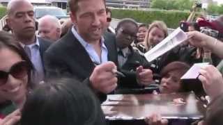 Gerard Butler Poses With A Shirtless Sexy Guy and Talks With Fans [upl. by Matazzoni]