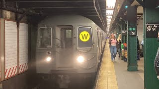 4 5 6 6X F FX N Q R W Train action at Lexington Avenue 59th63rd streets [upl. by Tripp]