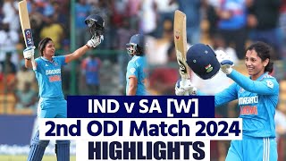 IND W vs SA W 2nd ODI Highlights India Woman vs South Africa Woman 2nd ODI Highlights 2024 [upl. by Ademordna]