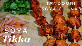 Soya Tikka Recipe  Tandoori Soya Chunks  How to make Meal Maker Tikka [upl. by Elraet]