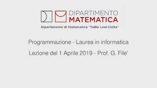 Programmazione 1 Aprile 2019 Lezione [upl. by Otrebire]