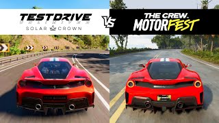 Test Drive Unlimited Solar Crown vs The Crew Motorfest  Ferrari 488 Pista  TDU3 vs TCM Comparison [upl. by Auod343]