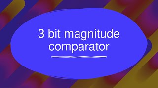 3 bit magnitude comparator [upl. by Ellehcen830]