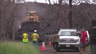 Hawaii Kilauea Lava Flow Clean up Highway 137 On MacKenzieSide Oct 19 2018 [upl. by Kcirdled40]