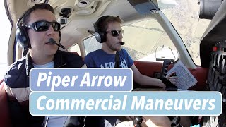 Piper Arrow Commercial Maneuvers Lazy 8s Chandelles amp Steep Spirals [upl. by Canning]