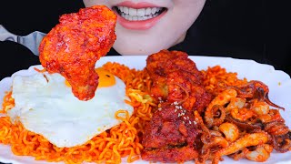 ASMR Mukbang Spicy Noodle Spicy Chicken amp Octopus 먹방 EATING SOUND  PAN ASMR [upl. by Pan241]