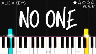 Alicia Keys  No One  EASY Piano Tutorial [upl. by Nie]