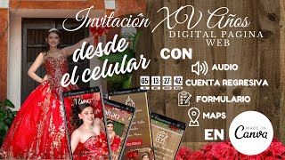 Como hacer Paso a Paso una invitación digital Interactiva de 15 años con tu celular en Canva Gratis [upl. by Brunelle]