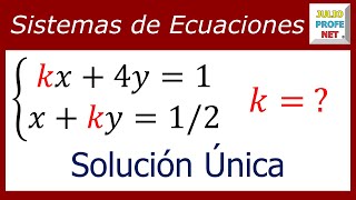 VALOR DE UNA CONSTANTE PARA SISTEMA DE ECUACIONES 2×2 CON SOLUCIÓN ÚNICA [upl. by Cirad719]