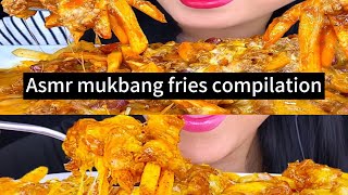 Fries cheesy Asmr mukbang compilation [upl. by Nevur115]