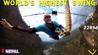 Dads Thrilling Experience at Worlds Highest Swing 🔥🥶 The Cliff Nepal [upl. by Sivlek]