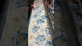 Creating a silk scarf by painting on WATER blueivymarbling paintingontiktok sosatifying [upl. by Narcissus]